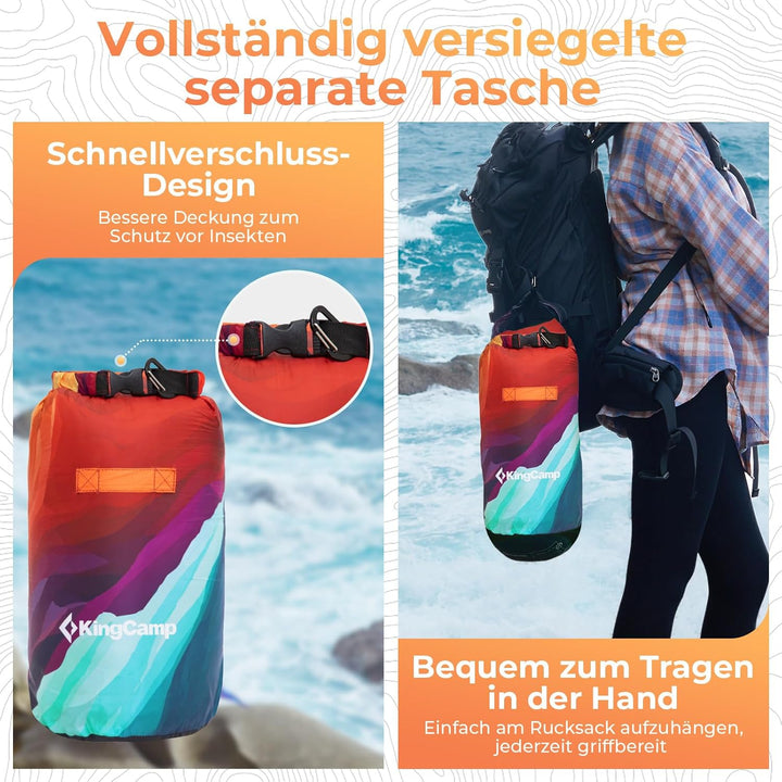 KingCamp Reisedecke Ultraleicht, Outdoor-Campingdecke Warme Wasserabweisend, Kompaktes kleines Packm