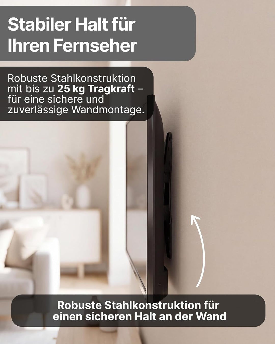SCHWAIGER 9352 TV-Wandhalterung Fernseher-Halterung Mounting für Displays 13-29 Zoll bis 25kg neigba