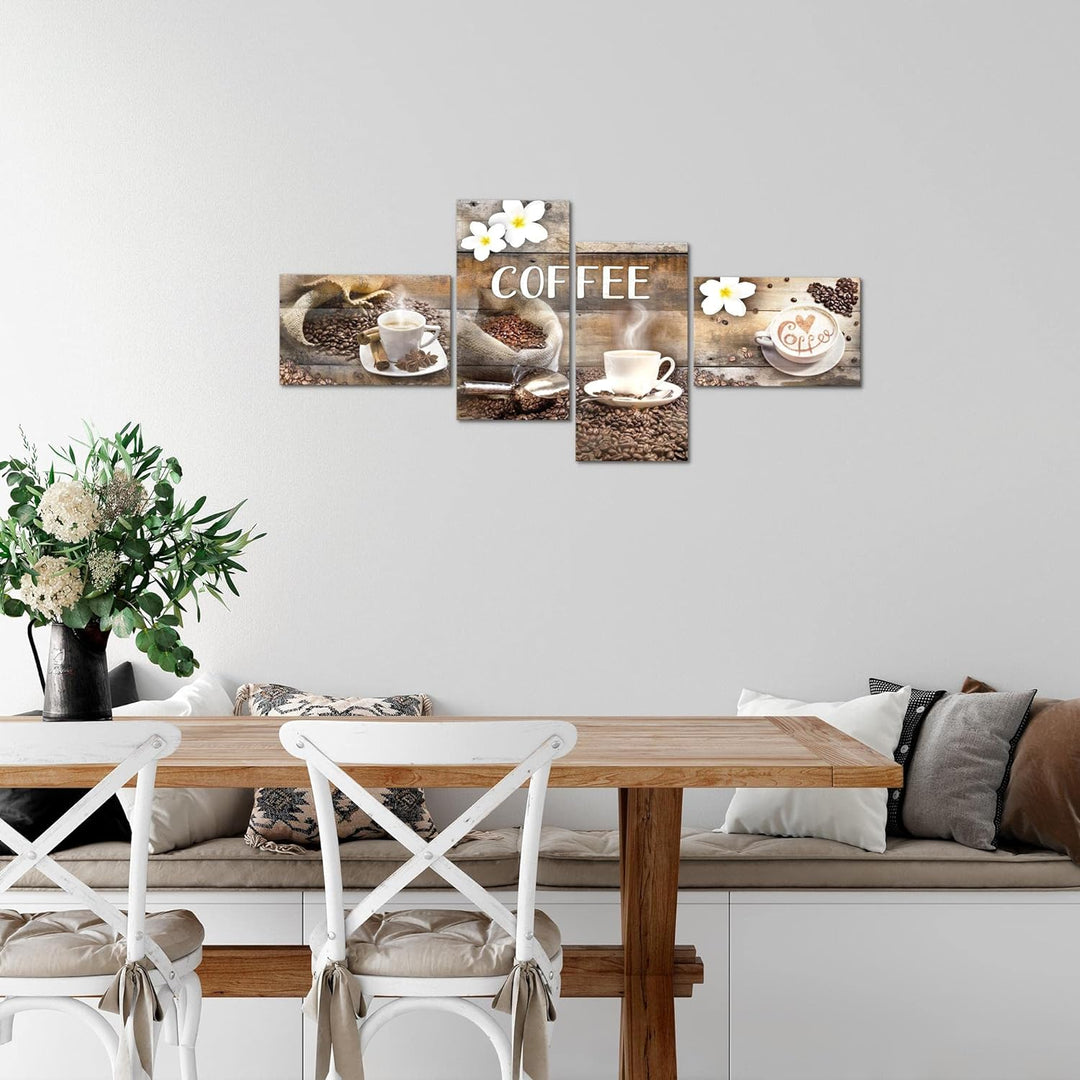 Runa Art Bild Modern Kaffee Küche - Made in Germany - Wandbilder Küchenmotiv Beige Braun 4 Teilig 02