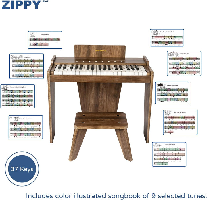 ZIPPY MAT Kinderklavier, 37 Tasten Digitalpiano für Kinder, berührungsempfindliches Bedienfeld, Laut