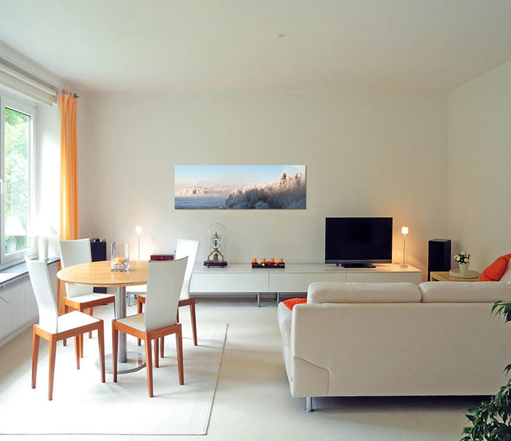 Paul Sinus Art Panoramabild auf Leinwand und Keilrahmen 150x50cm Finnland Winterwald Schnee Landscha