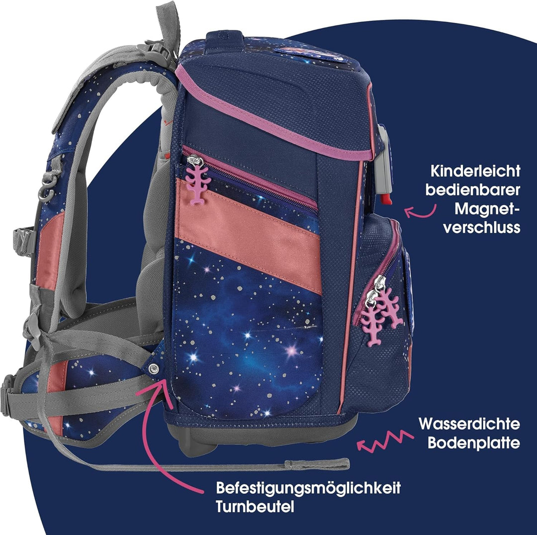 Step by Step Schulranzen-Set SPACE REFLECT „Star Seahorse Zoe“ 5-teilig, ergonomischer Tornister, Re