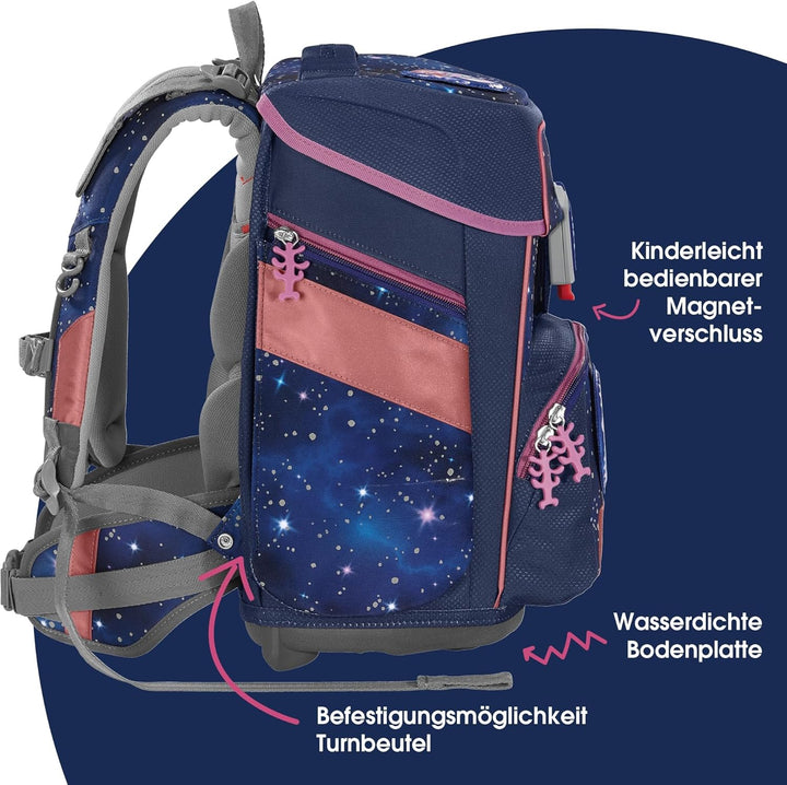 Step by Step Schulranzen-Set SPACE REFLECT „Star Seahorse Zoe“ 5-teilig, ergonomischer Tornister, Re