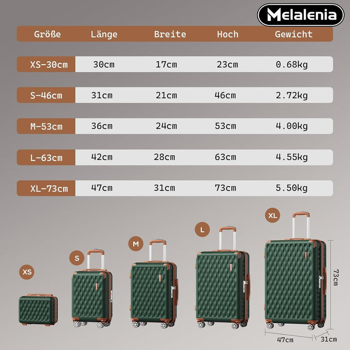 Melalenia Kofferset 3 Teilig Hartschale Leicht Reisekoffer von Trolley Handgepäck Sets mit TSA Schlo
