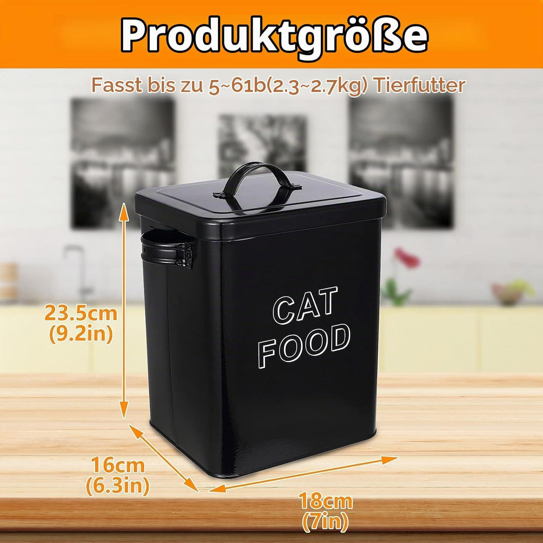 Pethiy Katzenfutter Katzenleckerli aufbewahrung Box, 6.5 Liter Metall Katzenfutter Box Aufbewahrungd