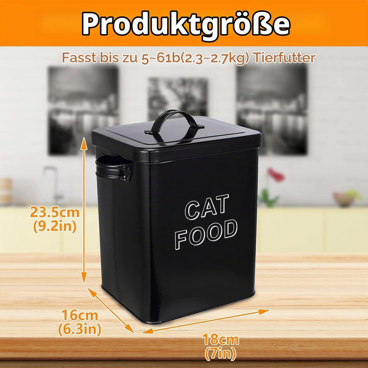 Pethiy Katzenfutter Katzenleckerli aufbewahrung Box, 6.5 Liter Metall Katzenfutter Box Aufbewahrungd