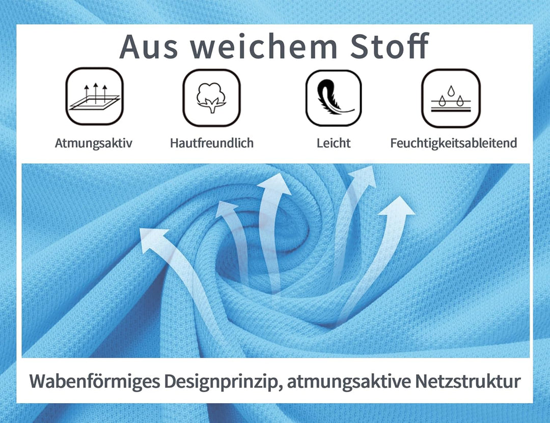 geeksport Poloshirt Herren Kurzarm Freizeit Sport Polo Golf Tshirts Männer Polohemd Himmelblau M, Hi
