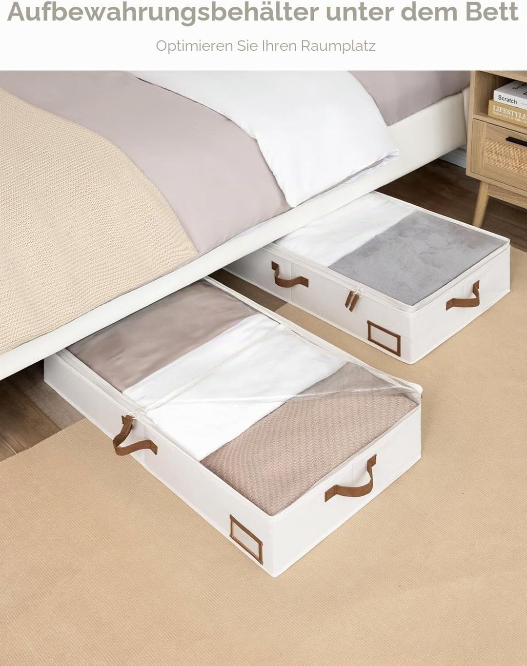 StorageWorks Aufbewahrungsboxen unter dem Bett, grosse Unterbett Aufbewahrung mit Deckel, robuste St