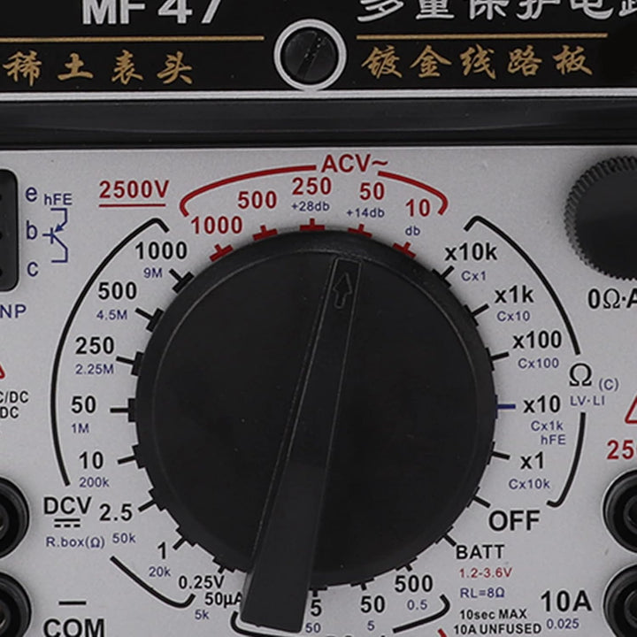 MF47 Mehrbereichs-Analog-Voltmeter, Multimeter mit Internem Magnetzeiger Hochgenaues Analog-Multimet