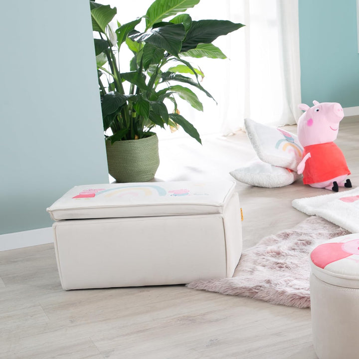 roba Kinderbank im Peppa Pig Design - Sitzhocker mit Stauraum für Jungen &amp; Mädchen ab 18 Monaten - B
