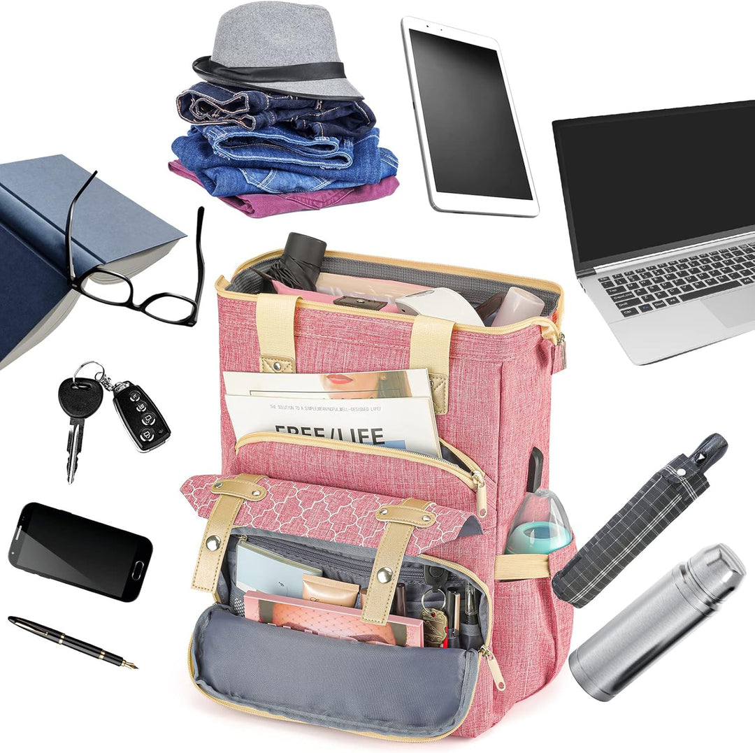 Rucksack Damen, Schulrucksack Mädchen Teenager mit USB Ladeanschluss & Laptopfach, 15,6 Zoll Laptop