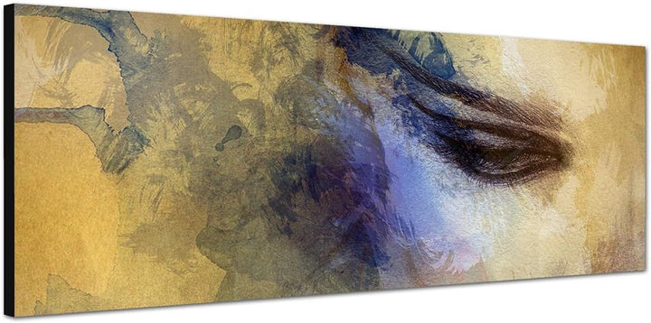 Paul Sinus Art Panoramabild auf Leinwand und Keilrahmen 150x50cm Handmalerei Gesicht Frau