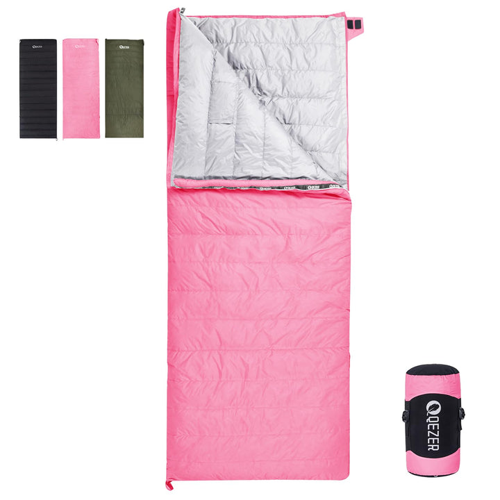 QEZER Daunenschlafsack Ultraleicht Deckenschlafsack kleines Packmass für Camping und Trekking 3 Jahr