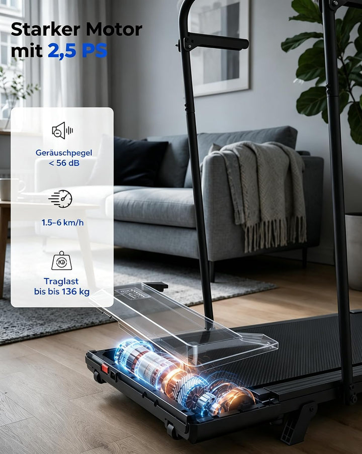 MJWW Raceable Walking Pad mit 6%-9% Steigung, 2.5/3.0 HP Klappbares Laufband für Zuhause &amp; Büro mit