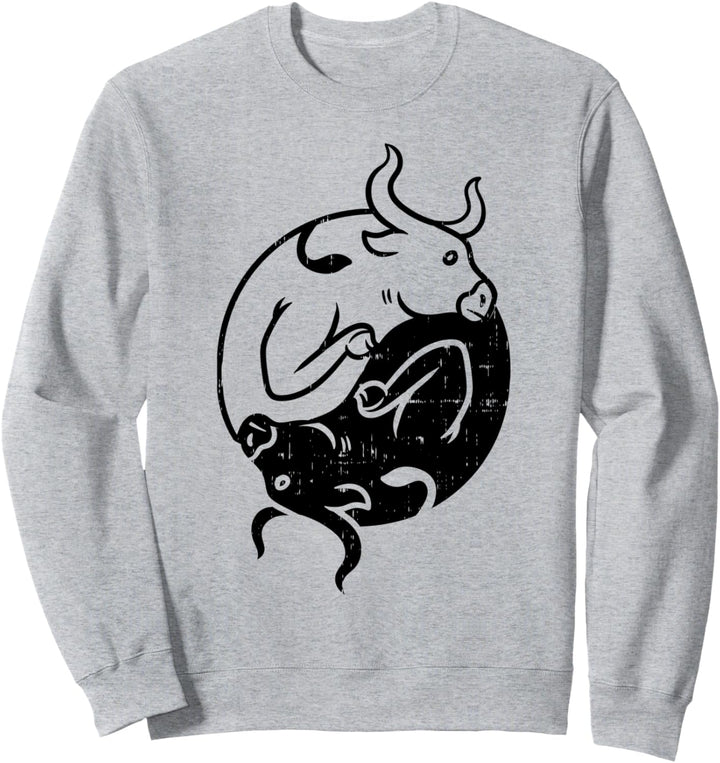 Ox Yin Yang Lunar Chinese New Year Zodiac 2021 Gift Sweatshirt