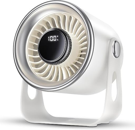 Tischventilator sehr leise mit digitalem Display, Turbo-Ventilator 100-stufig einstellbar & 135° nei