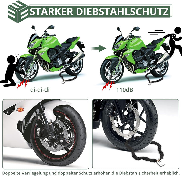 EYPINS Bremsscheibenschloss + Kettenschloss Set, 110db Scheibenschloss Bremsschloss Alarmanlage | ø7