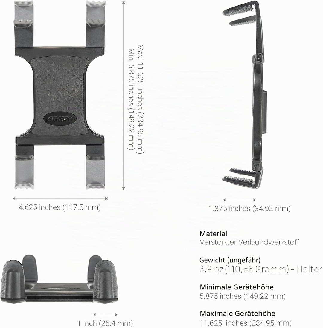 ARKON Robuste Tablet-Halterung mit verstellbarem Arm für Tischplatten, Autos, Fahrzeuge, Wände, komp