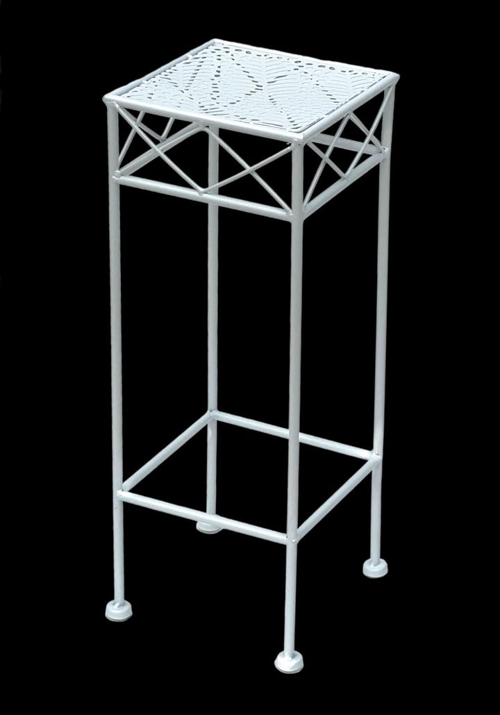 DanDiBo Blumenhocker Weiss Metall Eckig 70-50 cm Blumenständer 96314 Beistelltisch Blumensäule Moder