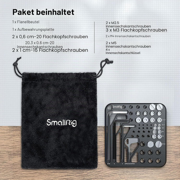 SMALLRIG Aufbewahrungsplatte für Schrauben und Schraubendreher mit Inbusschlüsseln und Funktionsschr