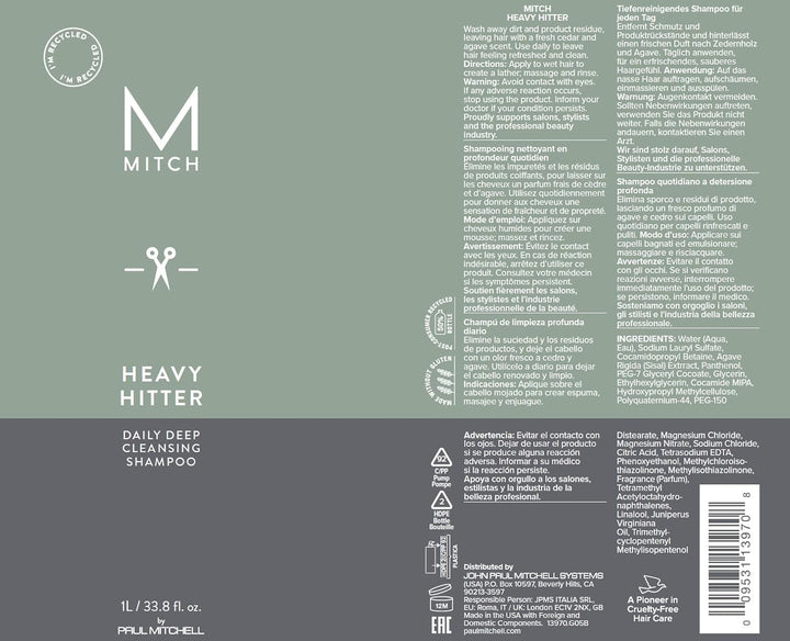 Paul Mitchell MITCH Heavy Hitter Deep Cleansing Shampoo - tiefenreinigendes Pflege-Shampoo für Männe