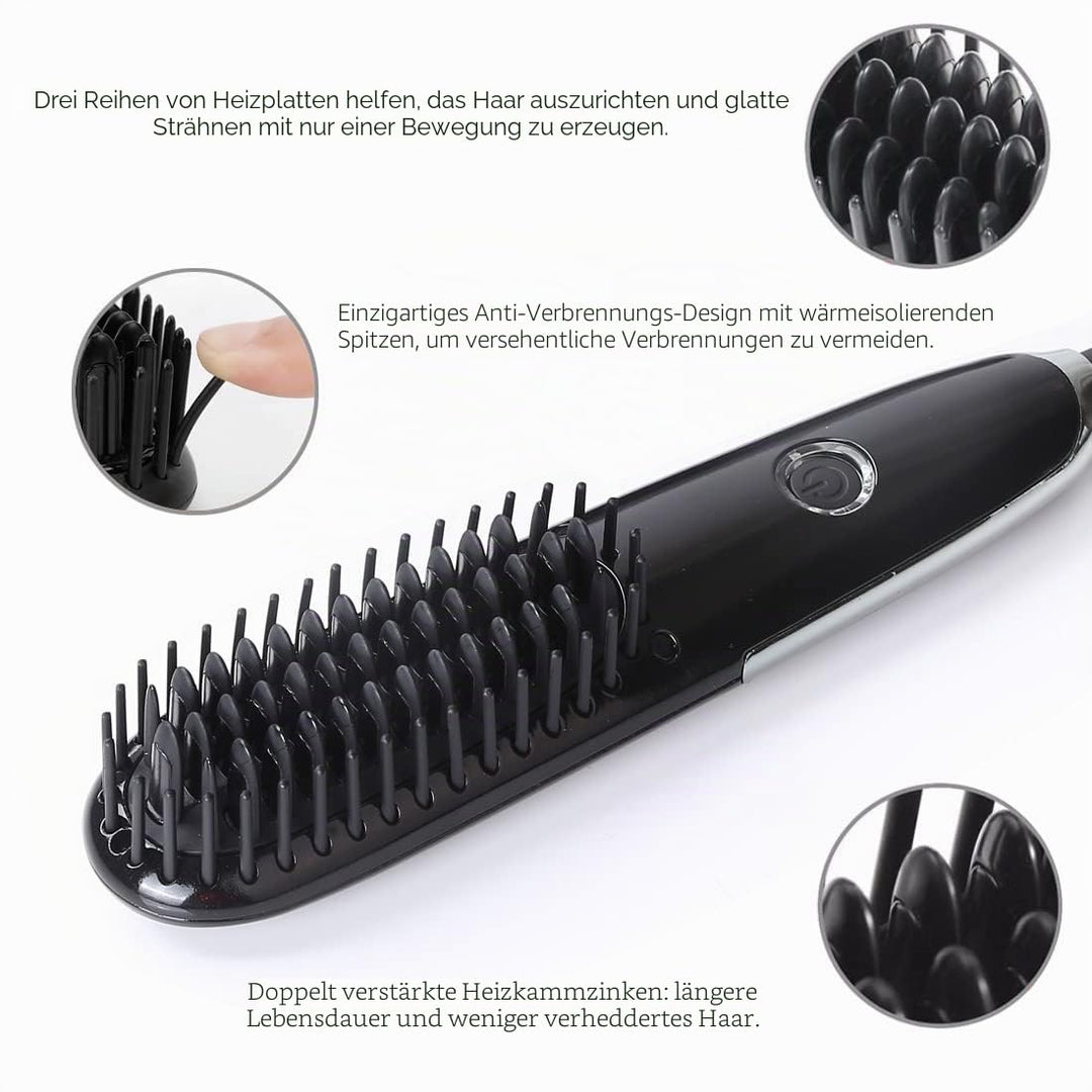 Mini Haarglätter Bürste, FARI Reise Haarglätter Bürste Dual Voltage Ionen Heisskamm mit Reisetasche