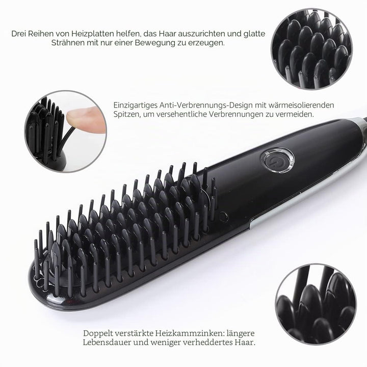 Mini Haarglätter Bürste, FARI Reise Haarglätter Bürste Dual Voltage Ionen Heisskamm mit Reisetasche
