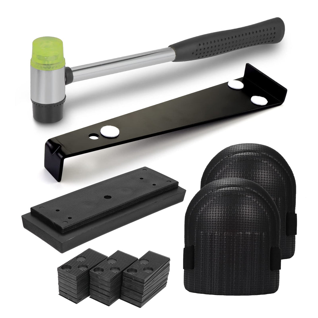 Vinylboden Verlegeset, 45 tlg. Laminatfussboden Verlegeset Kit inkl. 40 Montagekeile, Schlagklotz, Z