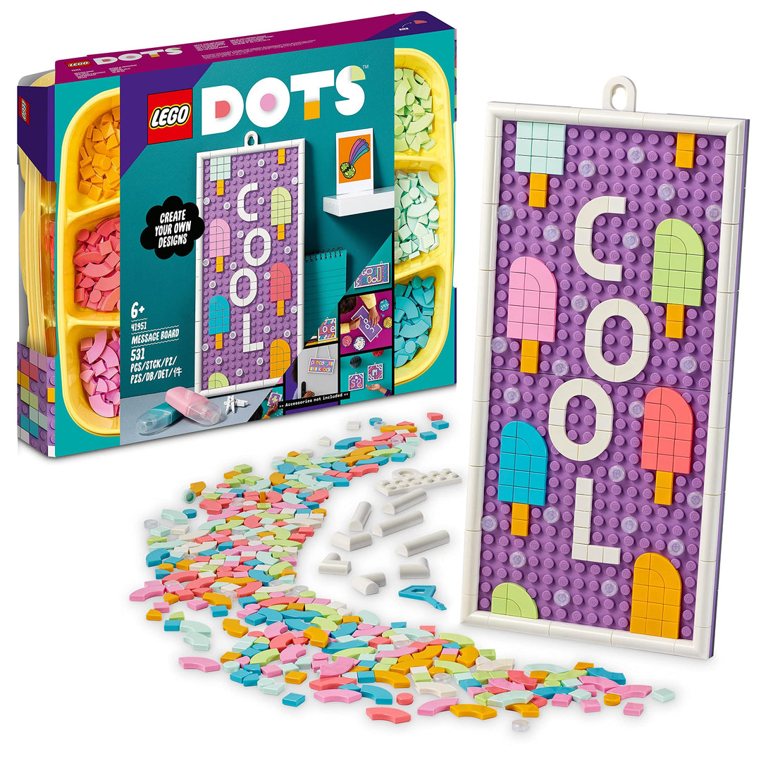 LEGO 41951 DOTS Message Board, DIY Kinderzimmer-Deko, Mosaik Bastelset für Spielzeug Türschild und L