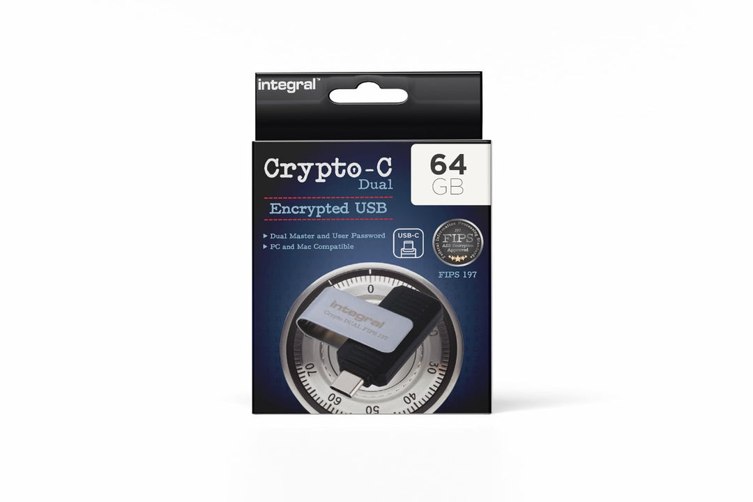 Integral 64GB Crypto-C Dual Verschlüsselter USB-Flash-Speicherstick, AES-XTS 256-Bit Hardware-versch