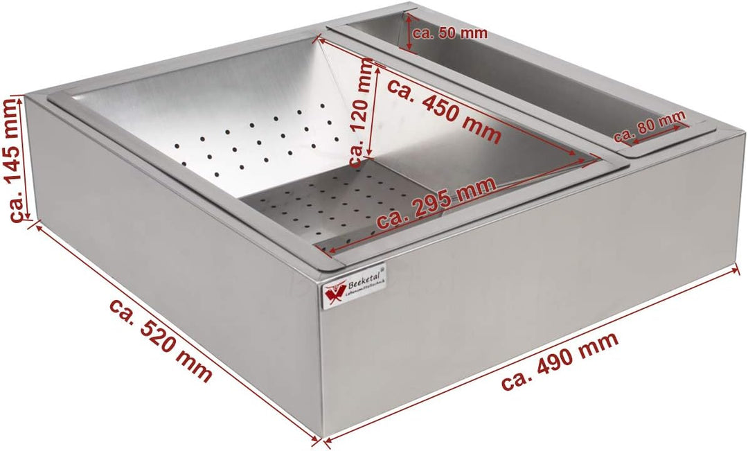 Beeketal 'BPAS-2' Profi Gastro Pommes Abtropfschale aus Edelstahl 3-teilig (Frittierseiher Grundgest