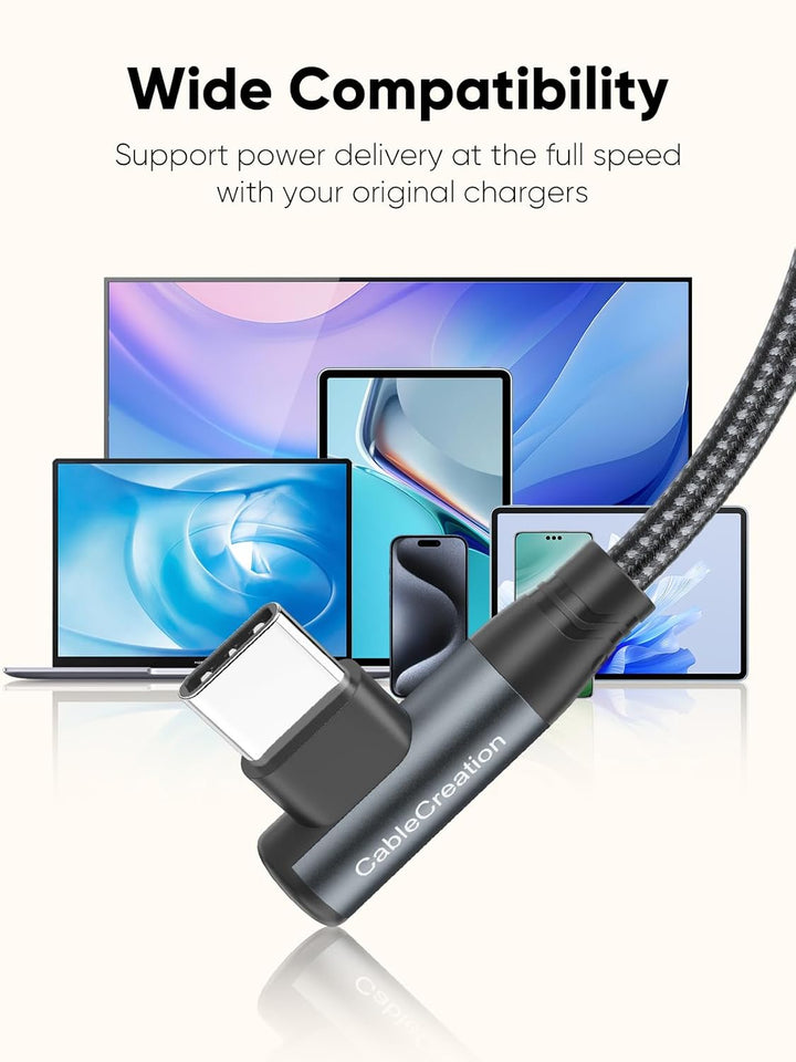 CableCreation USB C zu USB C Kabel, 6.6ft USB C Ladekabel mit 90 Grad Winkel Ende 100W USB C Kabel N