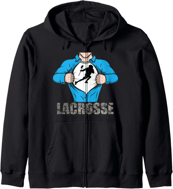 Lacrosse Sport Superheld Kapuzenjacke