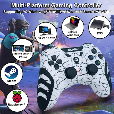 DuLingKer PC Controller Wireless, PS3 Controller PC Gamepad mit Dual Vibration, 2,4G Wireless Gaming