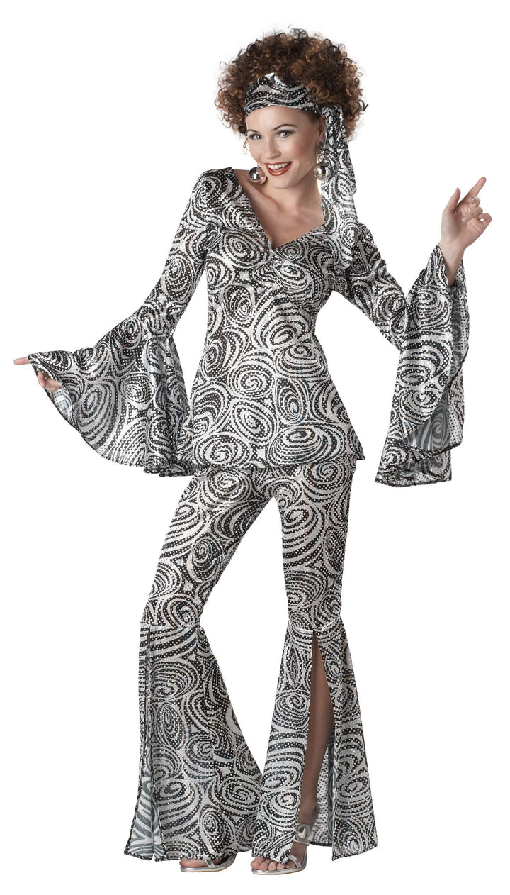 California Costumes Damen Foxy Lady Disco Kostüm, Weiss, Schwarz, XL XL Weiss, Schwarz, XL Weiß