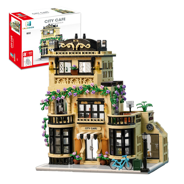 ENJBRICK Blumen Stadt Kaffeehaus Bausatz Kompatibel mit Lego für Adutls, Architektur Bauhaus Kit für
