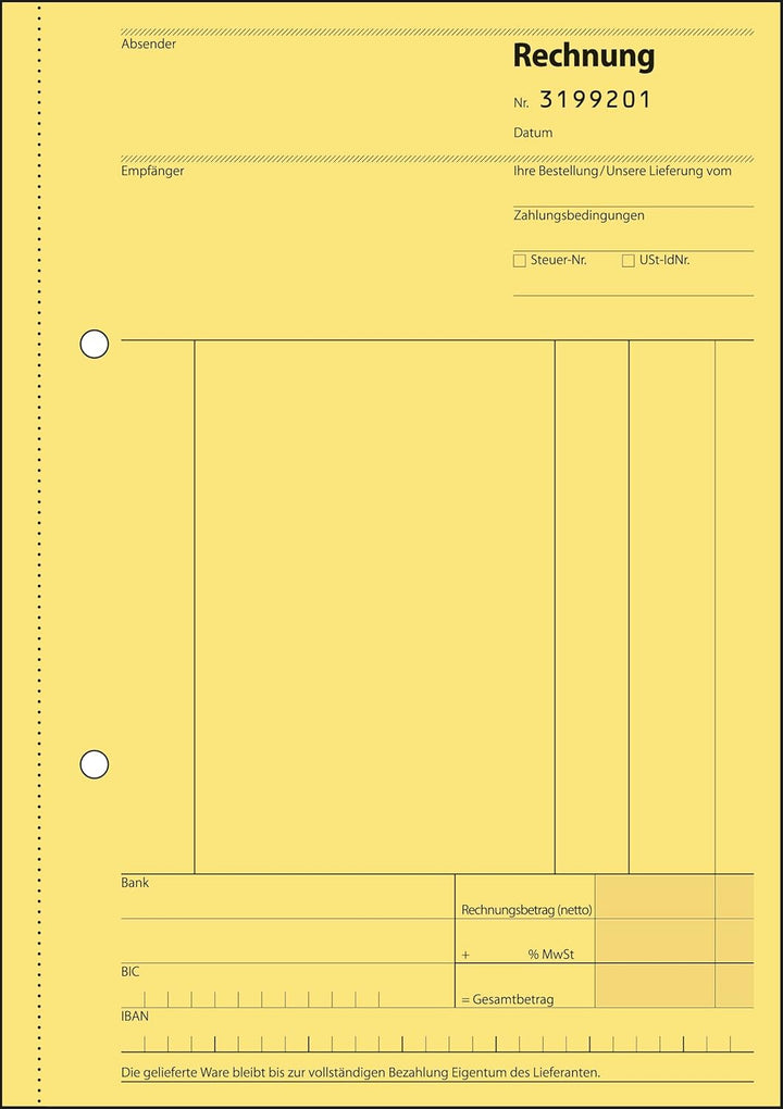 SIGEL SD131/5 Rechnungen fortlaufend nummeriert, A5, 2x50 Blatt, selbstdurchschreibend, 5er Pack