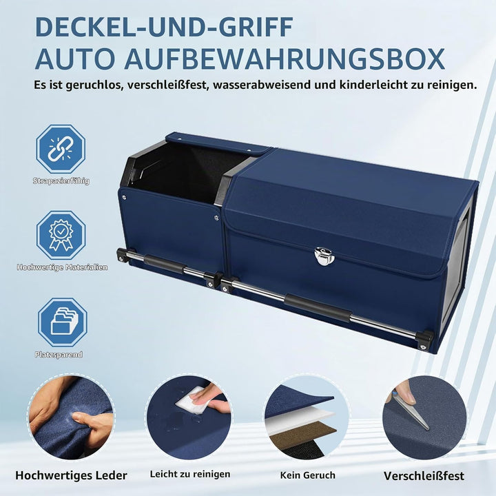 Auto Kofferraum Organizer mit Deckel – 2-in-1 Modulares XXL-Aufbewahrungsbox, Multifunktionaler Koff