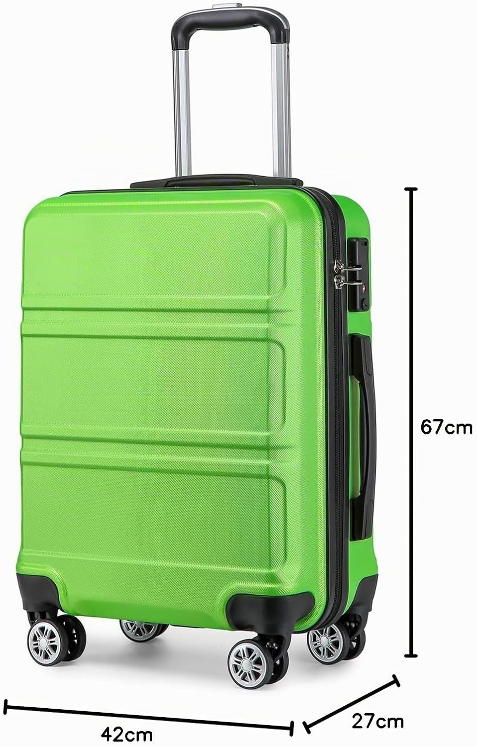 KONO Trolley Koffer Mittelgross 4 Rollen Leicht Hartschalenkoffer Reisekoffer mit TSA Schloss, 65x44