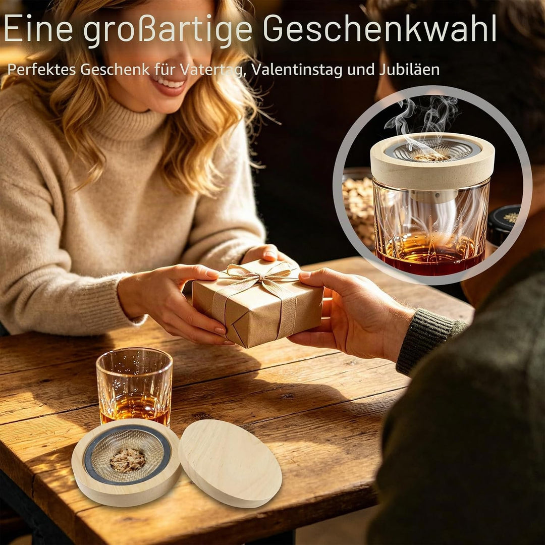 Cocktail Smoker Kit mit 5 Holzchips – Whisky Räucher Set mit Edelstahlfilter, Whiskey Smoker Set für