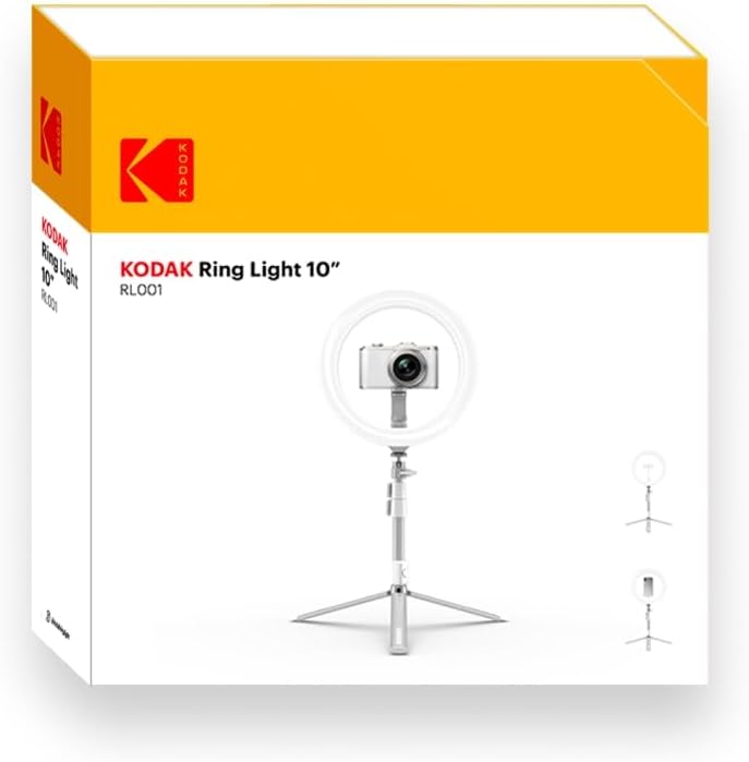 Kodak LED Ringlicht mit Stativ für Smartphones & kleine DSLR- und Actioncams (25cm Durchmesser; Vers