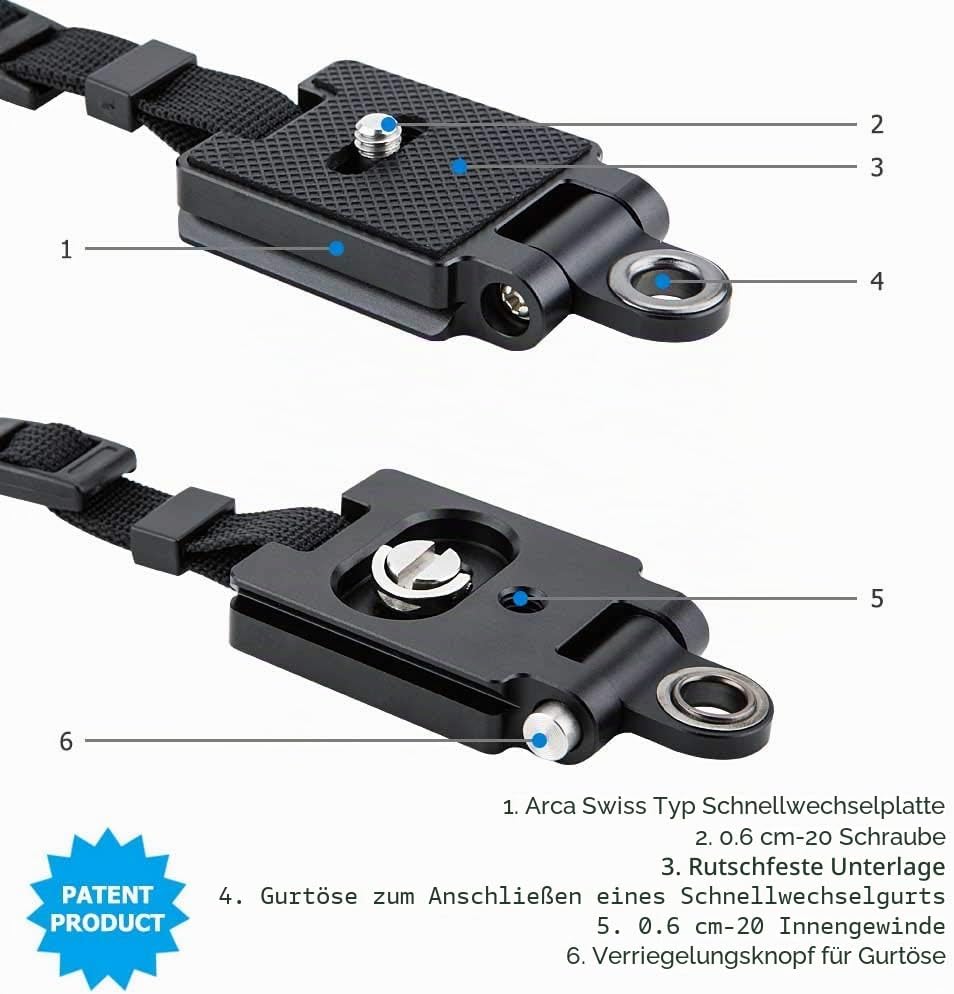 JJC Handschlaufe HS-ML1M Mit Arca Swiss Typenschild, Schwarz, Mit Arca Swiss Typenschild, Schwarz