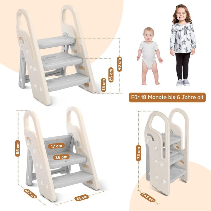 Onasti Tritthocker für Kinder, 2 Stufen - 3 Stufen Höhenverstellbar Kinderschemel, Trittschemel für