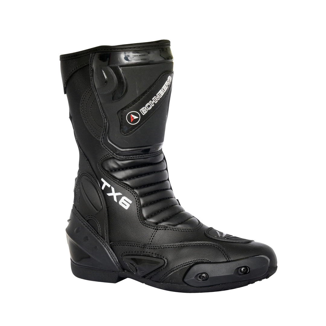 Bohmberg TX6 Herren Motorradstiefel, ergonomisch, Motorradschuhe aus stabilem Leder mit aufgesetzten