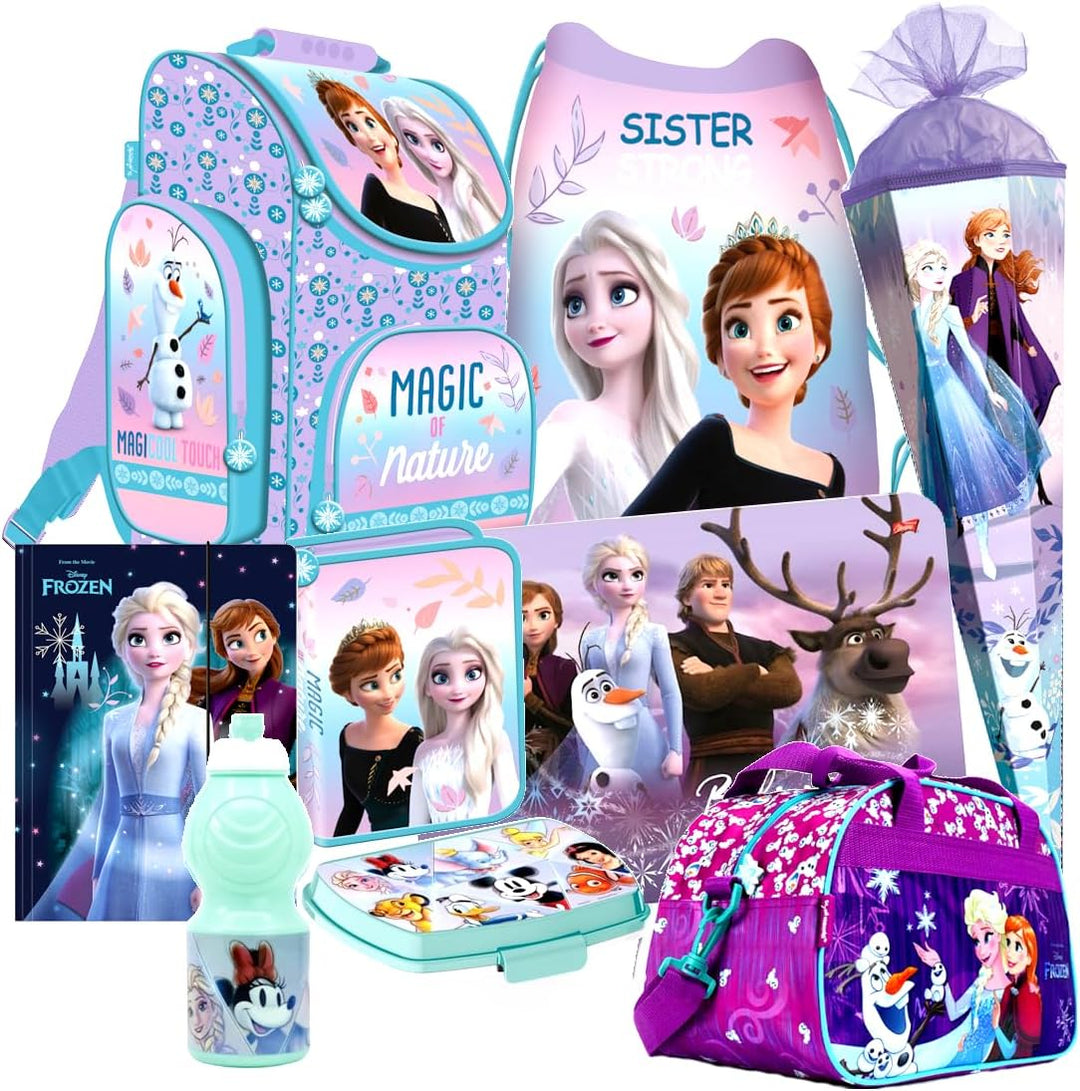 Disney Frozen Eiskönigin Anna Elsa 9 Teile Set Schulranzen Ranzen Prinzessin Schultüte 85 cm Tornist