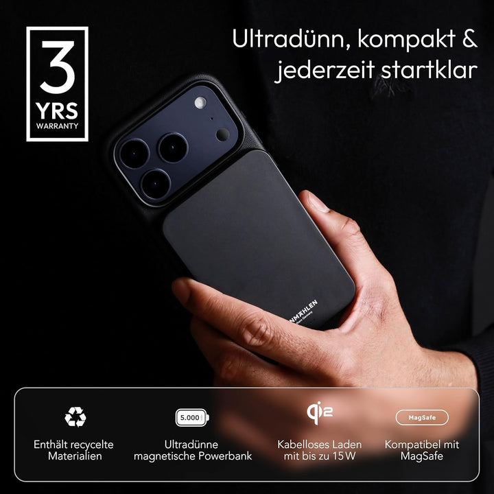 VONMÄHLEN Evergreen Mag - Wireless Powerbank kompatibel mit MagSafe - Ultra Thin, Tragbares Ladegerä
