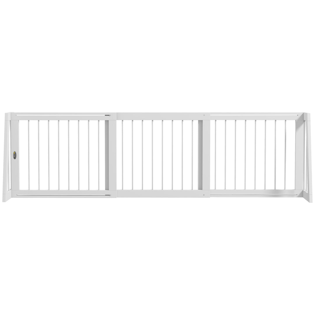 PawHut Absperrgitter Hund, Ausziehbar Freistehendes Schutzgitter mit 3 Paneelen, 56 x 71-190 cm Holz