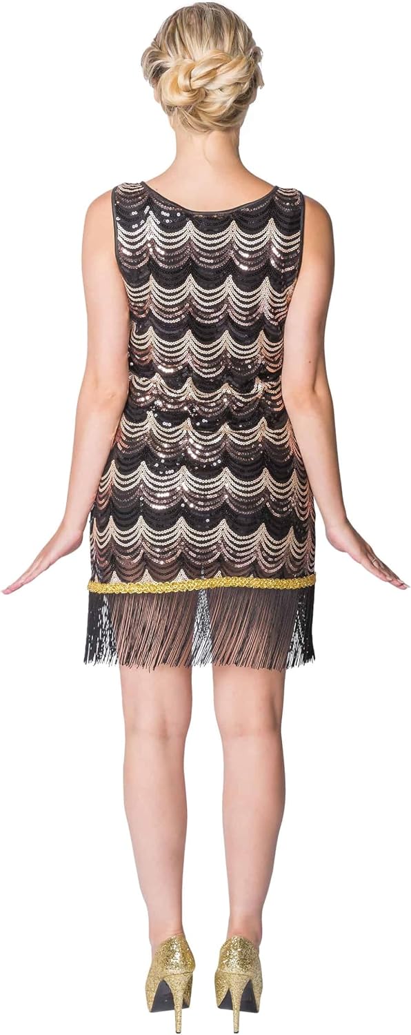 Deiters Kleid Charleston mit goldenen Ketten 40-42, 40-42