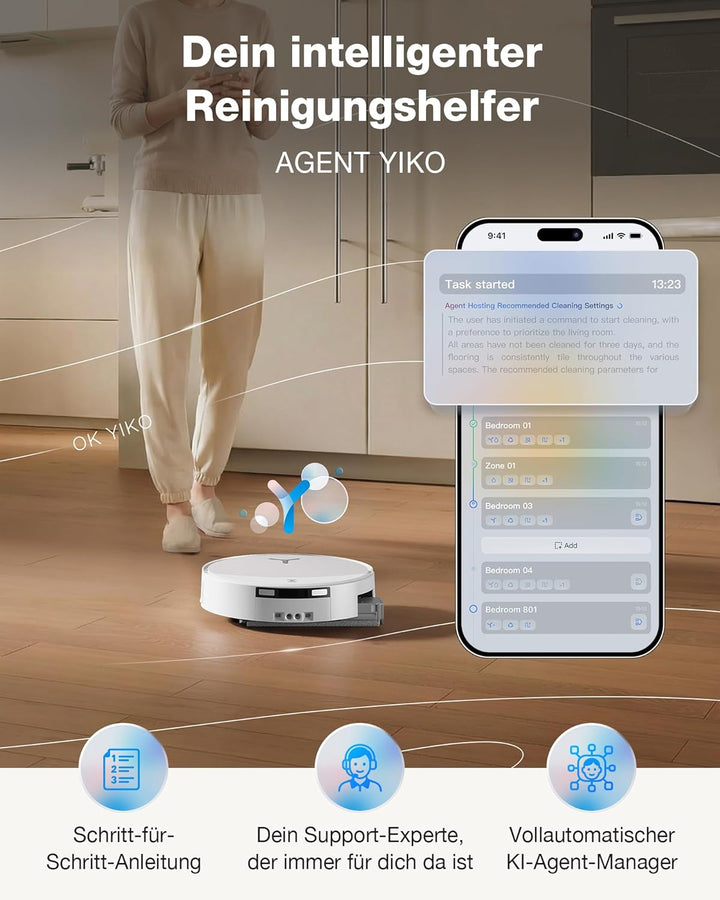 ECOVACS DEEBOT T90 Omni Saugroboter mit Wischfunktion, Roboterstaubsauger 30.000 Pa, OZMO-Roller 3.0