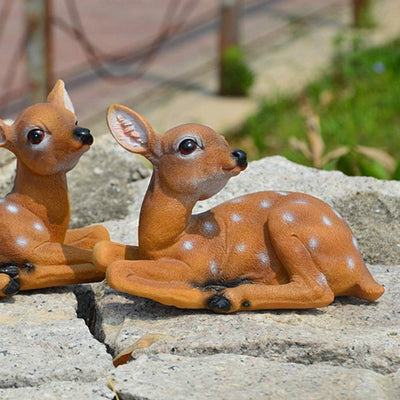 Atyhao 2Pcs Sika Deer Statue Skulptur Ornamente Tiermodell Kunst Handwerk Outdoor Gartendekoration O